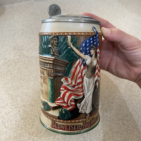 Budweiser Other - 1992 Budweiser Archives Series Beer Stein Mug 1893 Columbian Exposition Lid Box